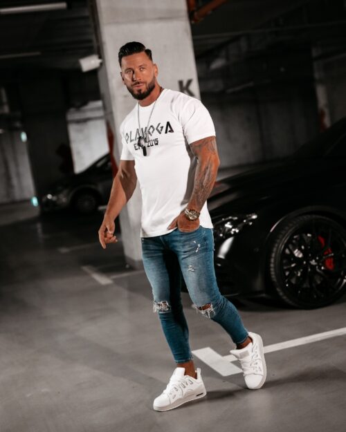 T-shirt męski logowany Grecos Men Ola Voga ecru