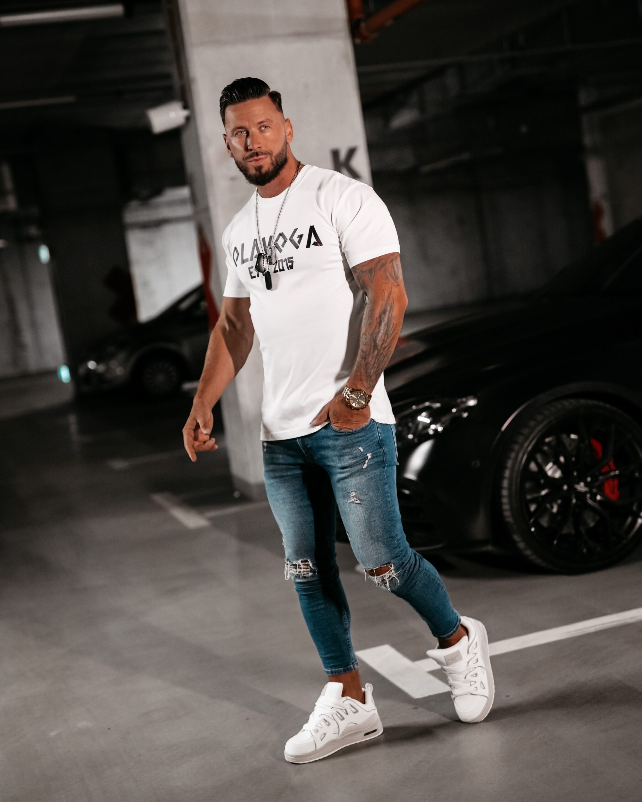 T-shirt męski logowany Grecos Men Ola Voga ecru T-shirt męski logowany Grecos Men Ola Voga ecru