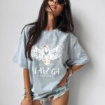 T-shirt damski z nadrukiem Juniper Ola Voga szary