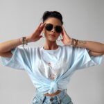 T-shirt damski z nadrukiem Juniper Ola Voga błękitny