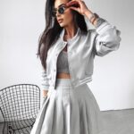 -wyprzedane-Komplet ze spódnicą Answear Ola Voga szary