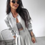 -wyprzedane-Komplet ze spódnicą Answear Ola Voga szary