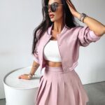 -wyprzedane-Komplet ze spódnicą Answear Ola Voga pudrowy róż