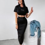 Komplet prążkowany CORDY OLAVOGA czarny