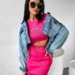 Komplet prążkowany Cordy Ola Voga amarantowy