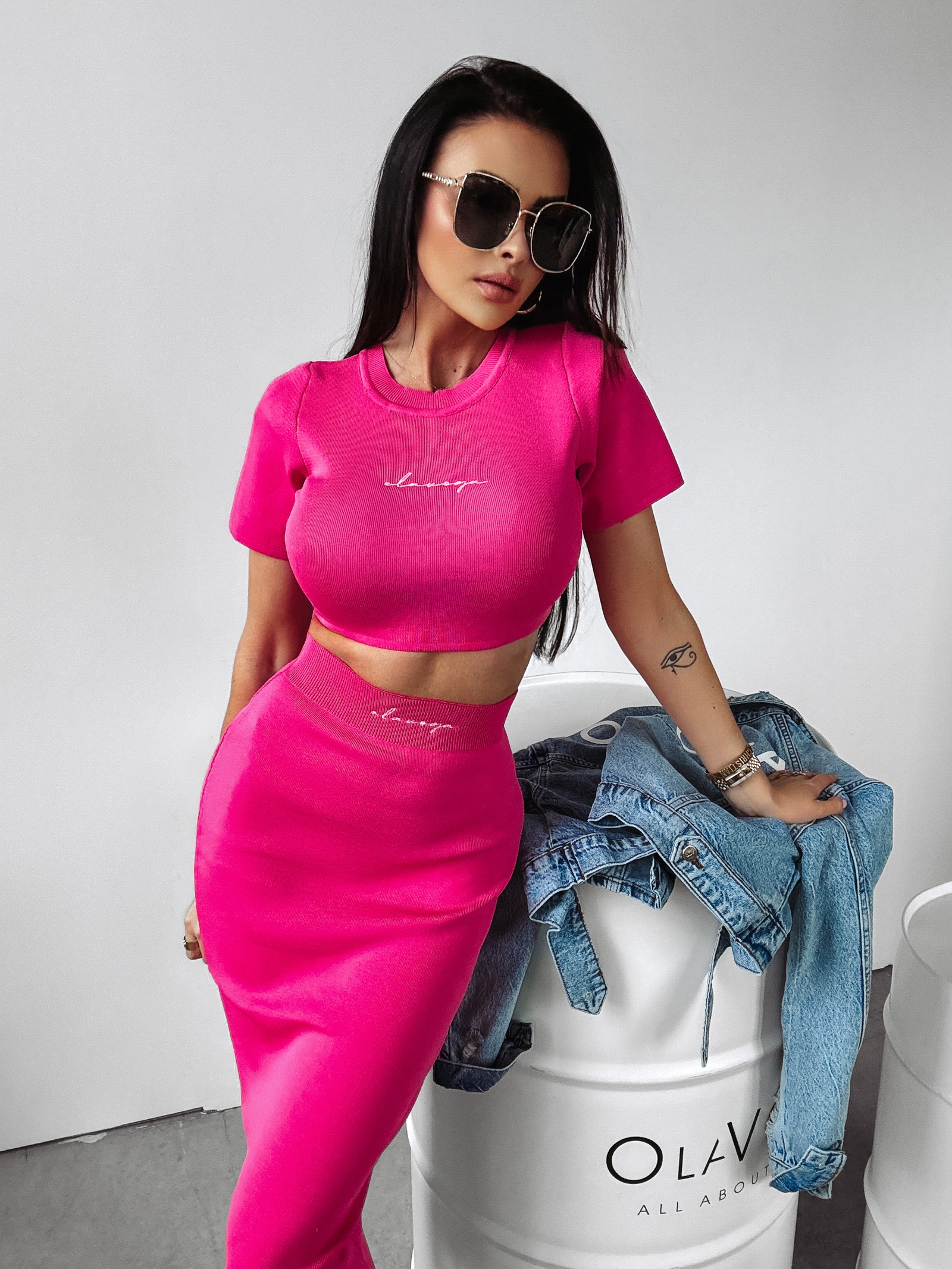 Komplet prążkowany Cordy Ola Voga amarantowy