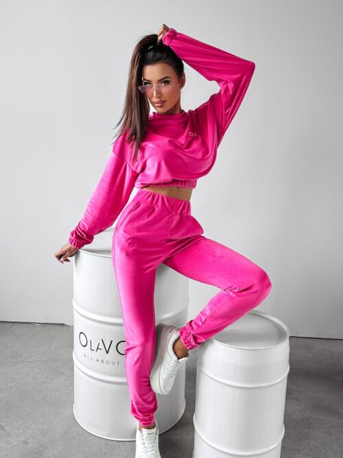 Komplet welurowy Pearls Ola Voga amarantowy