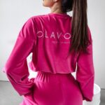 Komplet welurowy Pearls Ola Voga amarantowy