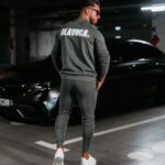 Komplet męski z przeszyciami Bolter Ola Voga grafitowy