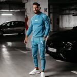 Komplet męski z przeszyciami Bolter Ola Voga niebieski