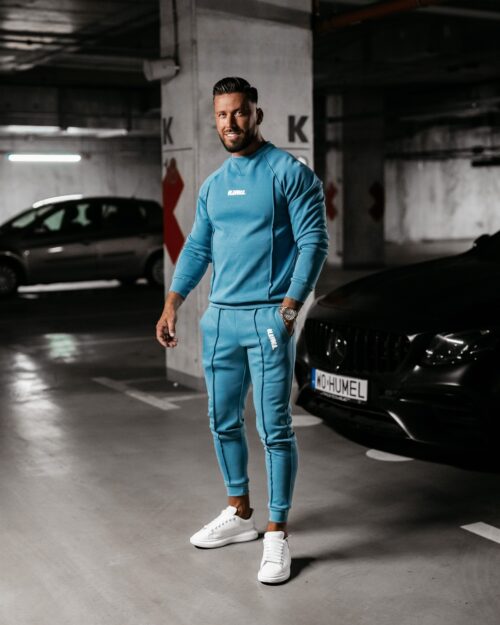 Komplet męski z przeszyciami Bolter Ola Voga niebieski