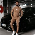 Komplet męski z przeszyciami Bolter Ola Voga beżowy