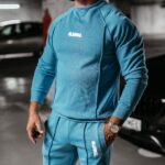 Komplet męski z przeszyciami Bolter Ola Voga niebieski