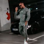 Komplet męski z przeszyciami Bolter Ola Voga khaki