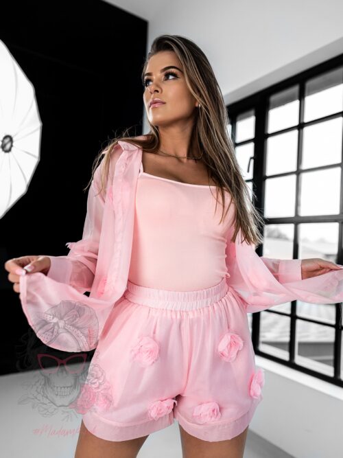 Komplet z różyczkami Madam Rossi pudrowy