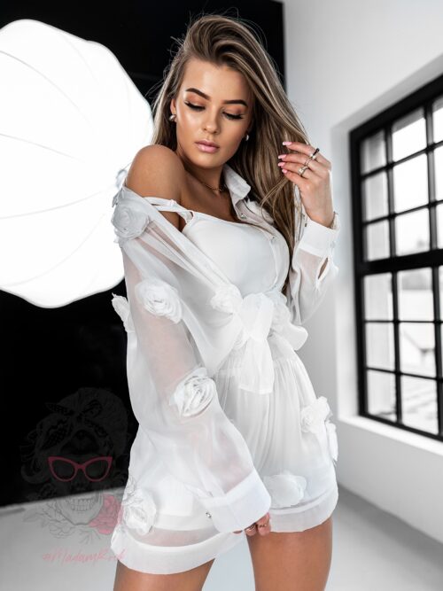 Komplet z różyczkami Madam Rossi biały