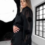 Komplet z różyczkami Madam Rossi czarny