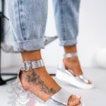 Sandały na koturnie Madam Alilo srebrne