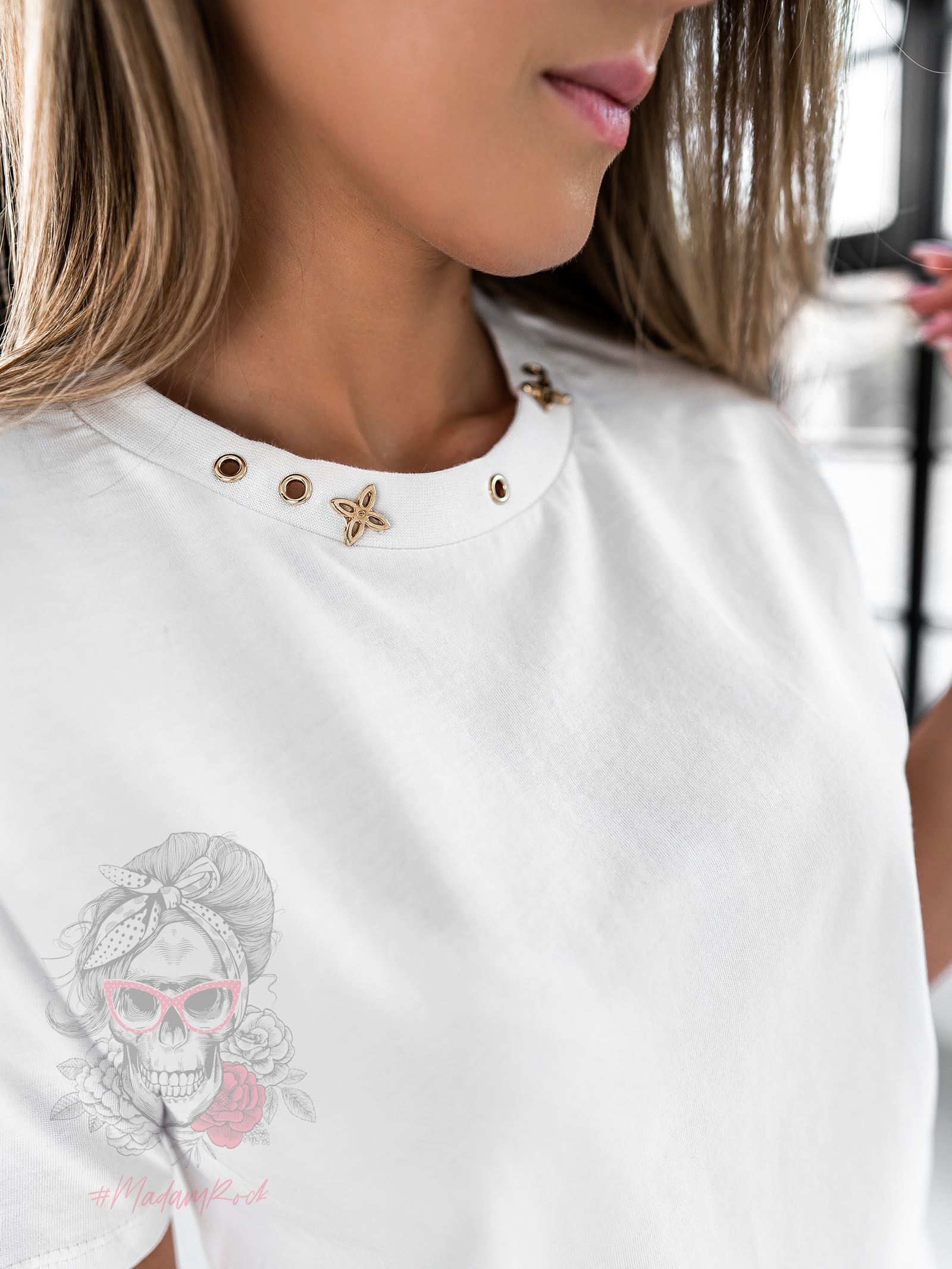 T-shirt bawełniany elegancki Viks biały