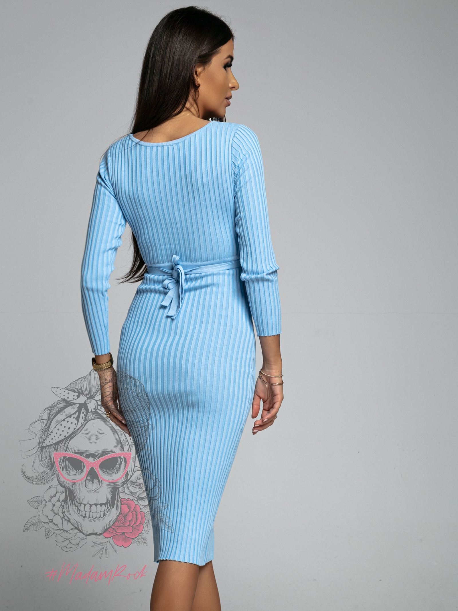 Sukienka prążkowana OlgaM błękitna