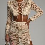 Komplet pleciony Bosh beżowy