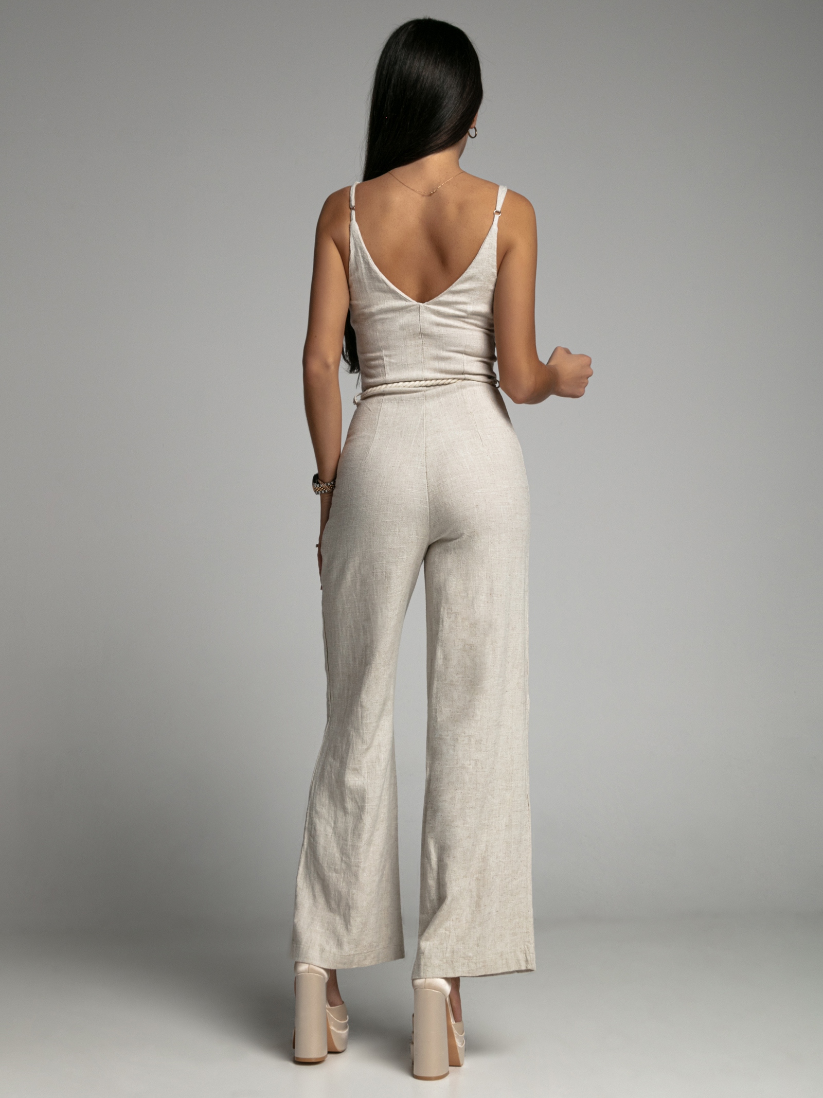 Kombinezon lniany Cuerda beżowy Kombinezon lniany Cuerda beżowy