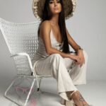 Kombinezon lniany Cuerda beżowy