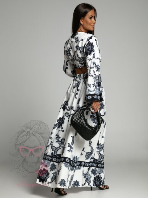 Sukienka maxi Barbera biało-czarna