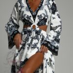 Sukienka maxi Barbera biało-czarna