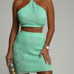 Komplet ażurowy Maledivi miętowy