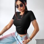 T-shirt taliowany Not Your Baby Ola Voga czarny