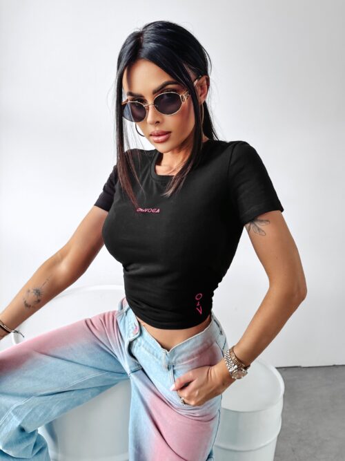 T-shirt taliowany Not Your Baby Ola Voga czarny