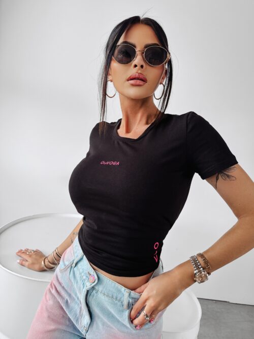 T-shirt taliowany Not Your Baby Ola Voga czarny