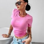 T-shirt taliowany Not Your Baby Ola Voga róż