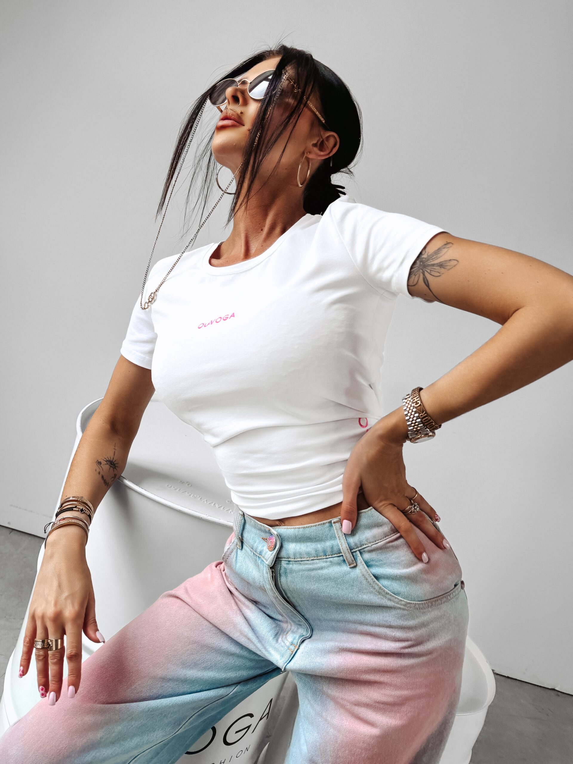 T-shirt taliowany Not Your Baby Ola Voga biały T-shirt taliowany Not Your Baby Ola Voga biały