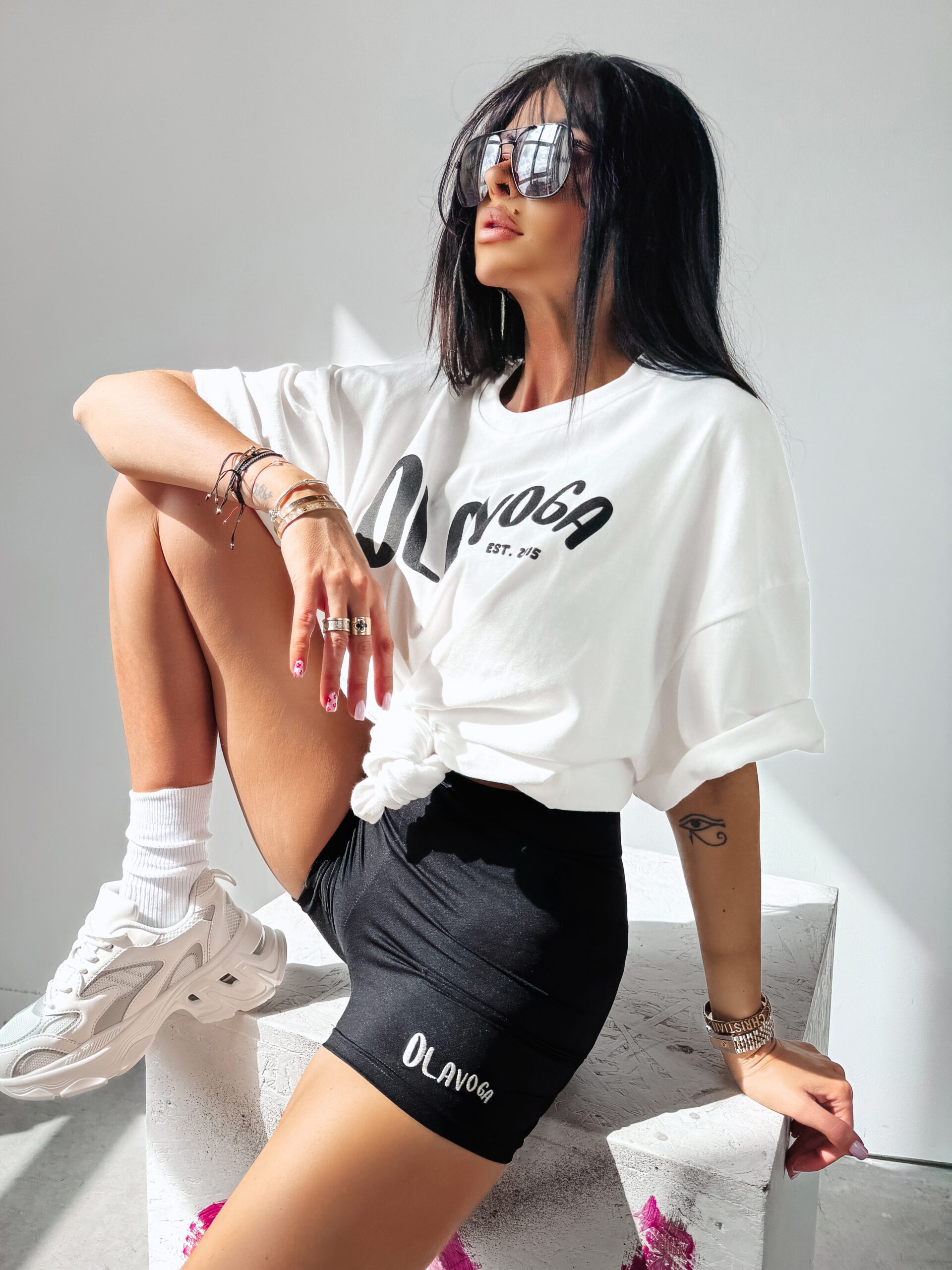 T-shirt bawełniany July Ola Voga ecru