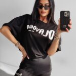 T-shirt bawełniany July Ola Voga czarny