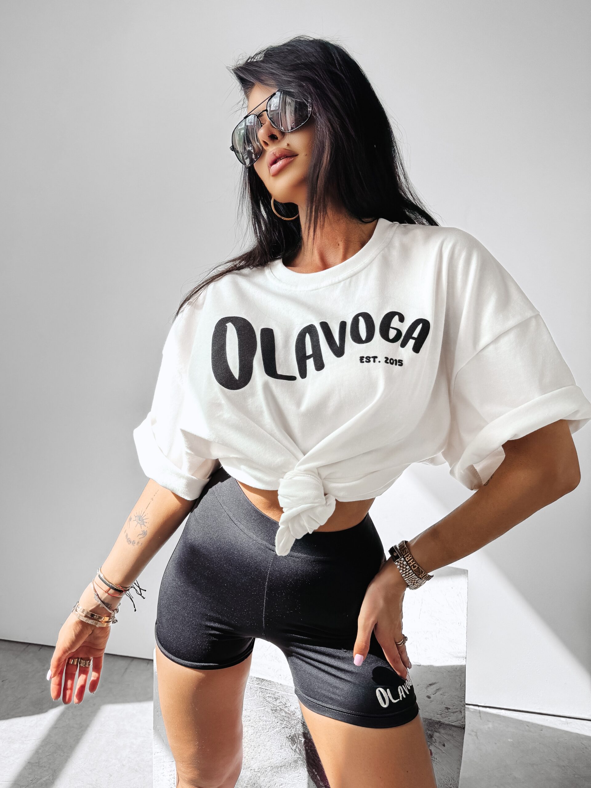 T-shirt bawełniany July Ola Voga ecru