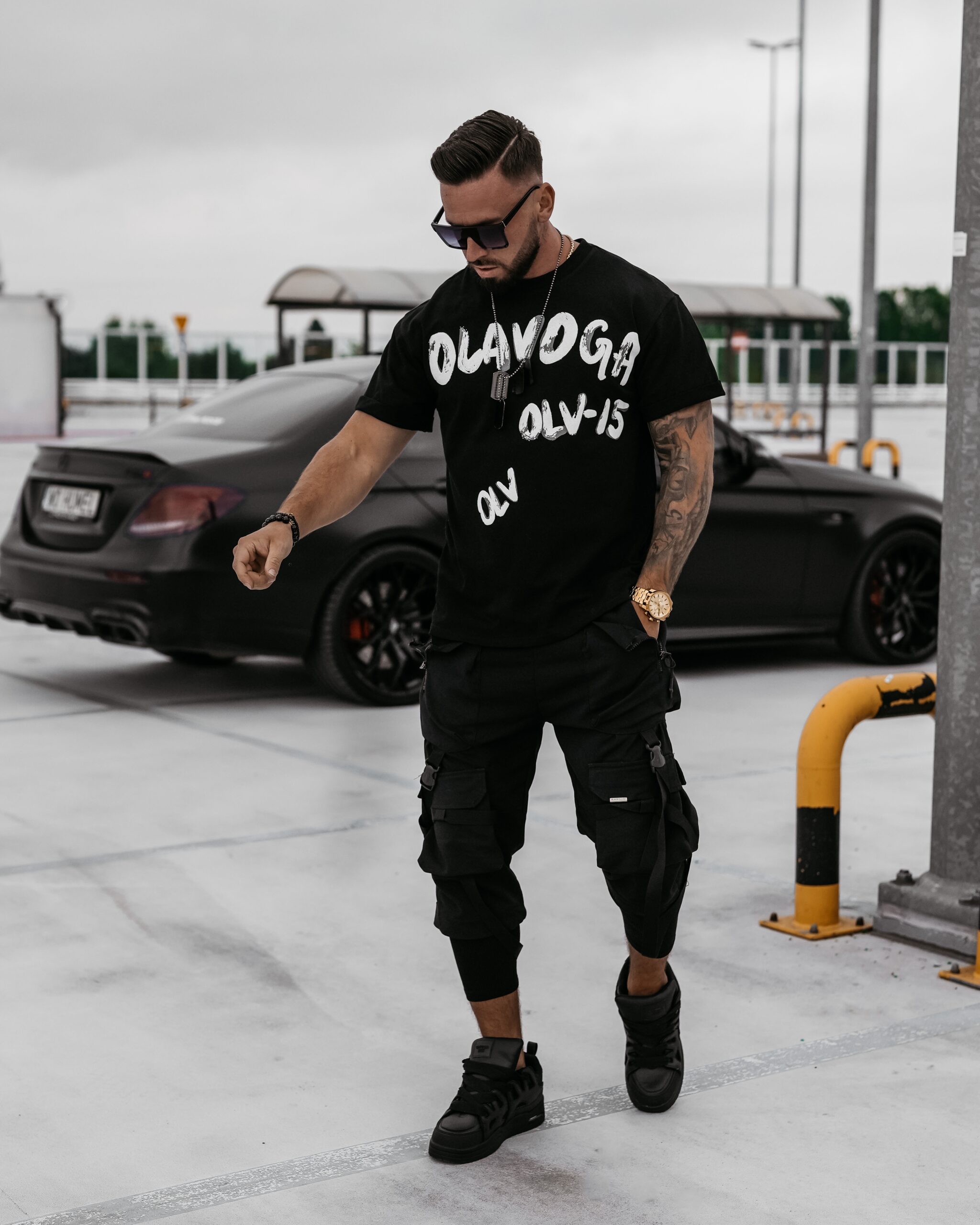 T-shirt męski logowany Drip Ola Voga czarny