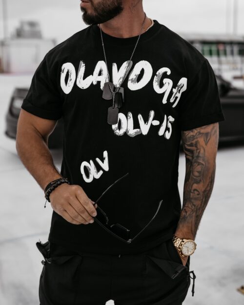 T-shirt męski logowany Drip Ola Voga czarny