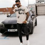 T-shirt męski logowany Drip Ola Voga beżowy