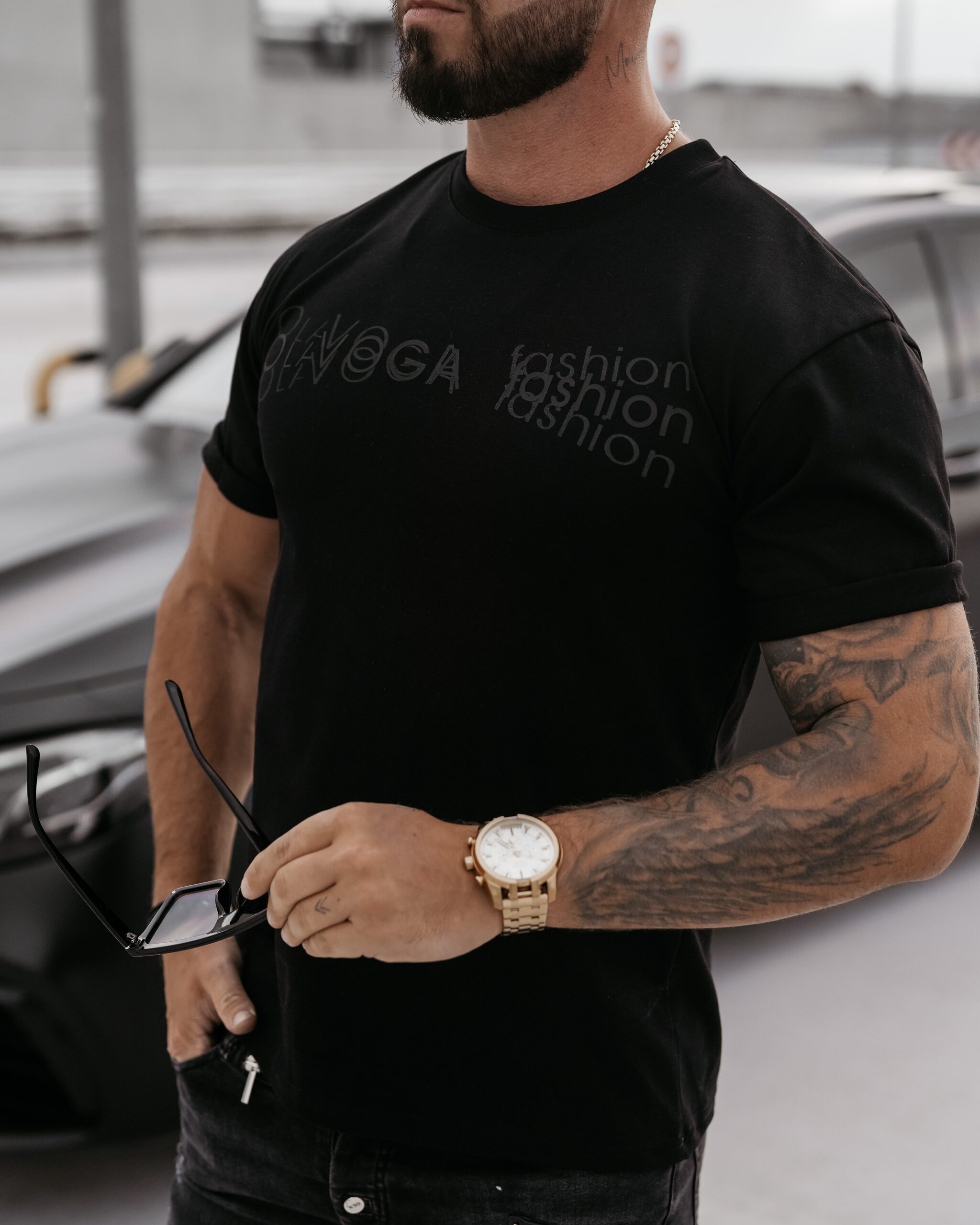 T-shirt męski bawełniany Zone Ola Voga czarny