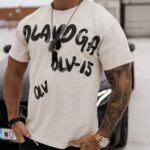 T-shirt męski logowany Drip Ola Voga beżowy