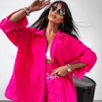 Koszula damska oversize Madly Ola Voga amarantowa