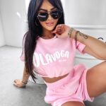 Komplet welurowy Couture Ola Voga pudrowy róż