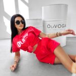 Komplet welurowy Couture Ola Voga koralowy