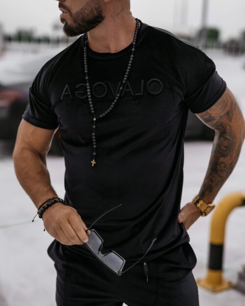 Komplet męski welurowy Striker Ola Voga czarny