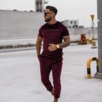 Komplet męski welurowy Striker Ola Voga bordowy