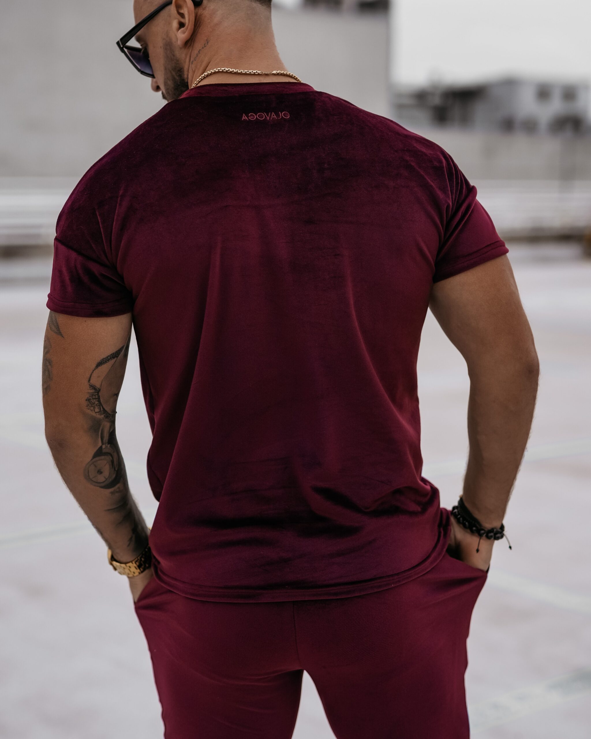 Komplet męski welurowy Striker Ola Voga bordowy