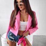 Marynarka krótka Nessa Ola Voga różowa